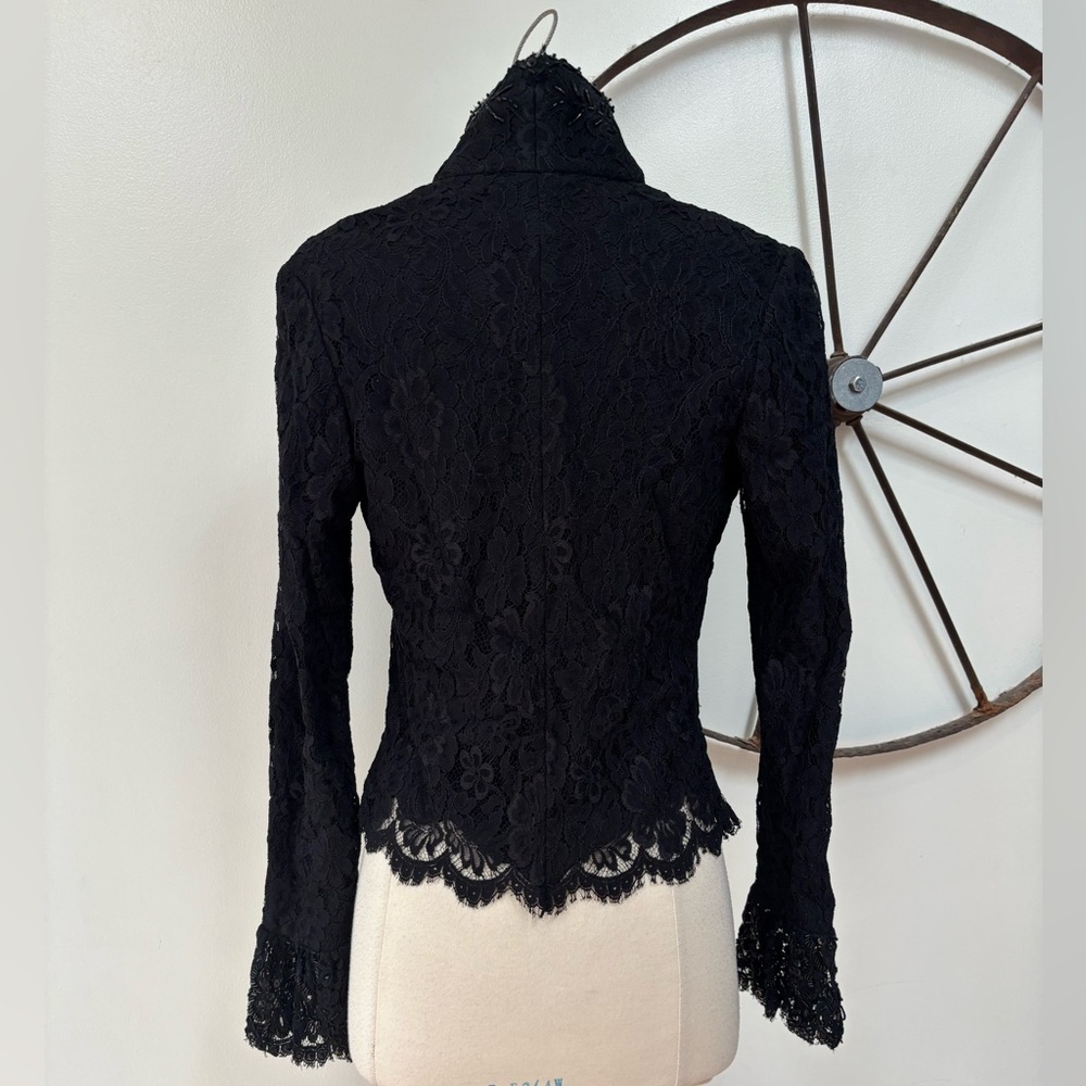 Vintage Tadashi black lace beaded formal attire jacket 10 - Picture 2 of 9